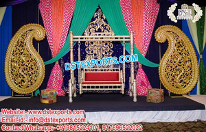 Gujarati boda madera artesanía columpio boda tradicional madera Sangeet escenario columpio boda india antiguo columpio venta EE. UU. - Product Image 2