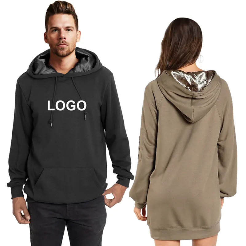unisex customized logo premium clothing satin hood men high quality hoodie t shirt