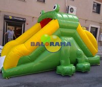 Toboggan gonflable grenouille multicolore personnalisé pour l'extérieur, château gonflable coloré certifié CE, garantie 2 ans avec souffleur