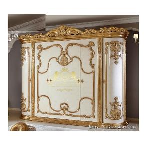 Premium <b>4</b> <b>Door</b> Solid Wood <b>Wardrobe</b> for Bedroom Luxurious Italian Style <b>Wardrobe</b> with Carving French Golden <b>Wardrobe</b> Almirah - Product Image 1