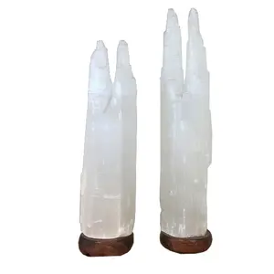 Himalaya kaya tuzu ve kristal ürünler uzun boylu kule tuz lambası kordon ve ampul-Sian Enterprises