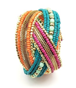 Brazalete abierto apilable con lentejuelas y flechas en capas de oro hecho a mano para mujer, brazalete con cuentas, joyería Bohemia, conjunto de pulsera para mujer, india - Product Image 6
