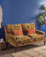 Traditionelles Quadratisches Chesterfield-Sofa mit Blumenmuster, Samtbezug, Schaumstoffpolsterung, Fester Rückenlehne, Umweltfreundlich, 2-Sitzer, Holzgestell für Wohnzimmer