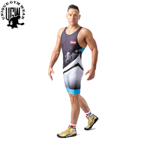 Custom Logo Digital Print Men's Adult Wrestling Singlet Polyester/Cotton Quick Dry Stretch Breathable <b>Light</b> Weight Durable - Product Image 5