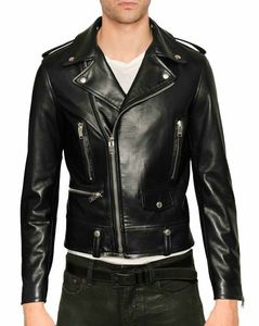 Chaqueta de motorista con cremallera de cuero, color negro, alta calidad, disponible en todos los colores, hecha en Pakistán - Product Image 1