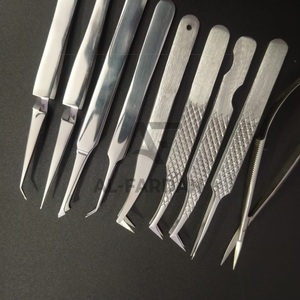 Pince à épiler russe pour extension de cils, finition argentée, méga pointe en fibre d'acier inoxydable, ciseaux à ressort pour sourcils - Product Image 3