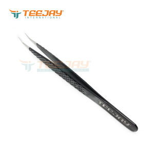 Pinzas Clásicas para Pestañas TEEJAY, de Acero Inoxidable con Recubrimiento de Polvo Negro Mate, Punta Lisa Recta de 5 mm y 45 Grados, Aislamiento Tipo Diamante - Product Image 5