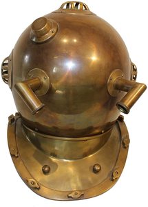 Casco de buceo de 16 "H, acabado de latón antiguo, casco de buceo de aluminio náutico decorativo sin base, regalo - Product Image 3