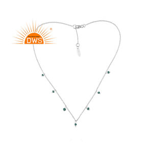 Collar con colgante de plata de ley fina, colgante de piedras preciosas de ónix verde, proveedor de joyería - Product Image 2