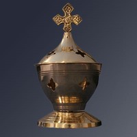 Brassworld India's Golden Brass Thurible, style religieux, articles religieux, objets d'art et de collection, modèle en métal poli
