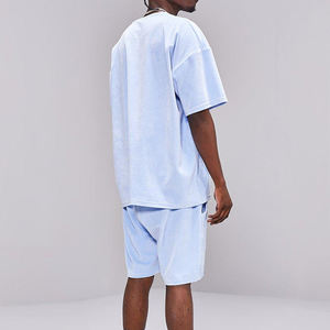 ชุดเซ็ตเสื้อยืดแขนสั้นและกางเกงขาสั้นผ้าฝ้าย 100% สำหรับผู้ชายไซส์ใหญ่ รุ่นใหม่สำหรับฤดูร้อน น้ำหนักเบา สีพื้น ชุดลำลอง 2 ชิ้น แบบสั่งทำได้ - Product Image 6