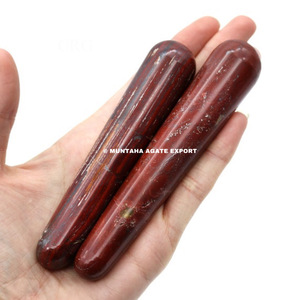 Venta al por mayor de cristal de jaspe rojo natural varita de masaje hecho a mano masajeador de piedras preciosas curativas Muntaha ágata cuarzo rosa cuarzo - Product Image 2