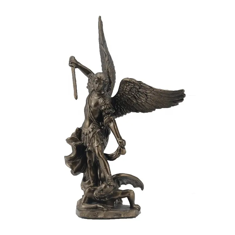 VERONESE DESIGN -ARCHANGEL - ST. MICHAEL STANDING ON DEMON'S HEAD - COLD CAST BRONZE - OEM AVAILABLE