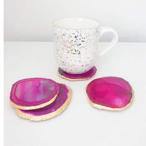 Posavasos de té y café de ágata Natural teñido, posavasos con lado de latón, lámina dorada y posavasos multicolor para decoración del hogar - Product Image 5