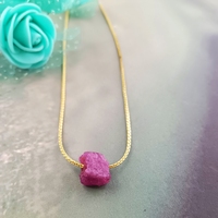 Collier en pierres précieuses brutes de rubis, chaîne à maillons carrés en laiton plaqué or vermeil de 18 pouces, bijoux en laiton plaqué or pour fêtes et mariages