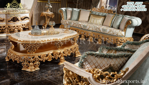 Conjunto de sofás rumanos con tallado a mano, conjunto de sofás de lujo con tallado dorado pulido, muebles de Villa europea, área de vestíbulo - Product Image 4
