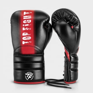 Venta al por mayor de alta calidad negro 12oz guantes de boxeo adulto profesional con cordones logotipo personalizado guantes de boxeo - Product Image 3
