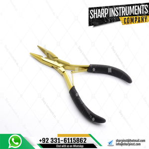 Kit de pinces en acier inoxydable doré pour extensions de cheveux à micro-perles avec poignées - Product Image 4