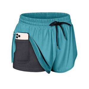 Pantalones cortos de correr de doble capa personalizables para adultos, ropa deportiva informal para gimnasio y deportes con diseño de logotipo personalizado de talla grande disponible - Product Image 1