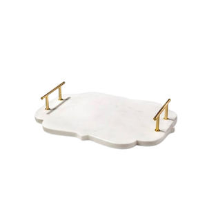 Plateau de service en marbre, design tendance, avec poignée de finition en or, décoration pour la maison, meilleure vente - Product Image 6