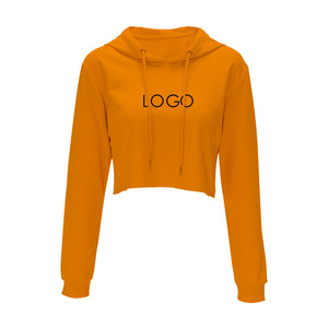 Pull à manches longues pour femme, sweat-shirt ample en coton, surdimensionné, haut court sur mesure, prix d'usine, sweat à capuche pour automne - Product Image 1