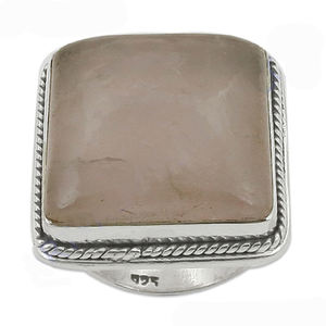 Handmade Indian Manufacturer Silver <b>Jewelry</b>-<b>Rose</b> <b>Quartz</b> Statement Gemstone Ring Bezel Setting for Wedding Party Wholesale Supply - Product Image 2