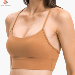 Sexy Hollow <b>Back</b> Wide Hem High <b>Support</b> Crisscross Straps U-Neck Spandex/Polyester Gym Fitness Yoga Sports Bra Solid Color Custom - Product Image 3