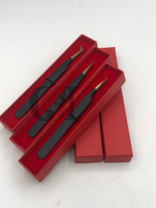 Revêtement en poudre noire de haute qualité 45 degrés en acier inoxydable 90 degrés Extension de cils droits pince à épiler Instruments de beauté - Product Image 3