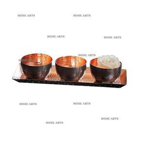 3 bols en métal de forme ronde martelée avec plateau bols de service de dattes de dessert de qualité supérieure pour la vente chaude - Product Image 1