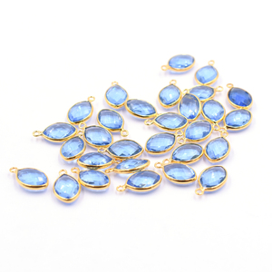 Topacio Azul Suizo, Cuarzo, Forma Marquesa, Engaste de Plata, 15 a 17 mm, con Argolla, Colgante Chapado en Oro - Product Image 5