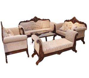 Ensemble de canapés en bois de teck de design royal antique Meubles de salon en bois sculpté pour mariages et décoration intérieure - Product Image 1