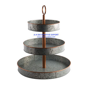 Bandeja de Metal galvanizada de dos capas, Rectangular, diseño Vintage, a la venta, precio al por mayor - Product Image 6