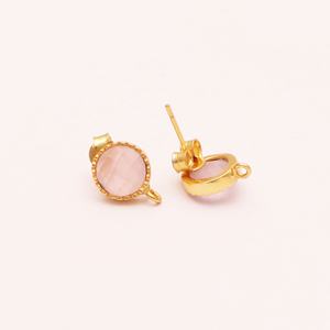 ออกแบบใหม่สีชมพู Chalcedony พลอยต่างหูทองเหลืองเครื่องประดับชุบทองขายส่งแฟชั่นผู้หญิงต่างหูเครื่องประดับสำหรับผู้หญิง - Product Image 2