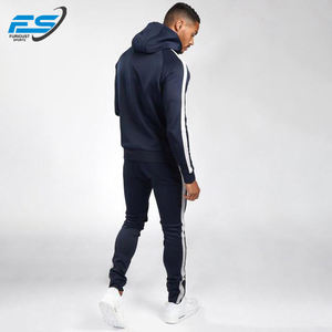 Chándal personalizado con cremallera de alta calidad para hombre, pantalones de chándal de secado rápido XL de lana para correr, conjunto de 2 uds de entrenamiento personalizado con estampado de contraste de bolsillo - Product Image 4