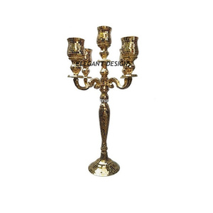 High Quality Matt Gold Metal <b>Candelabra</b> with Flower Bowl Christmas Wedding Use Matt Powder Coated - Product Image 5