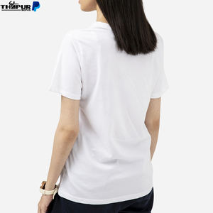 Camisetas de Punto de Algodón 100% Ecológicas al por Mayor, Logotipo Personalizado, Cuello Redondo Informal, Talla XL, Primavera, Verano, Otoño, Tela de Spandex de 180 g - Product Image 6