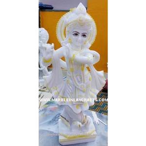Estatua de mármol blanco puro de Krishna, decoración para el hogar - Product Image 1