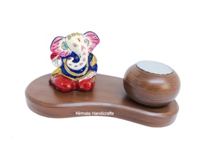 Estatua de Ganesha de Cristal Meenakari Nirmala, Artesanía, Portavelas Religioso, Soporte para Diya, Pieza Decorativa, Diya Rajasthan - Product Image 1