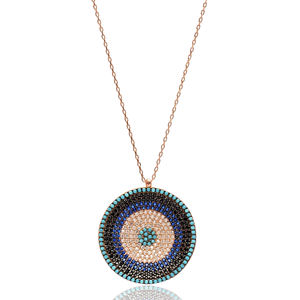 Pendentif en pierre mixte de forme ronde, bijoux de mode en argent Sterling 925 pour femme, fabriqué à la main, vente en gros - Product Image 2