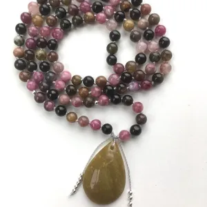 Collar Mala de Turmalina, Collar de Cuentas Mala Hecho a Mano, Felicidad Hecha a Mano - Product Image 1