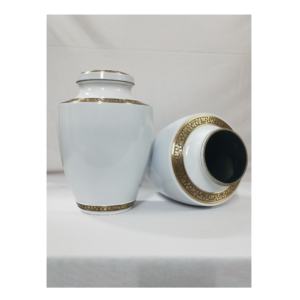 Urnes de crémation en métal et souvenirs avec urnes de décoration funéraire à bande sculptée dorée brillante - Product Image 5