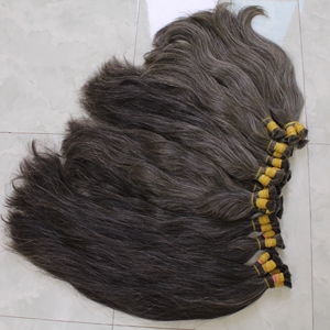 Tissage en lot de cheveux humains brésiliens, cheveux humains, vierges, bruts, à cuticules alignées, Double trame, gris - Product Image 4