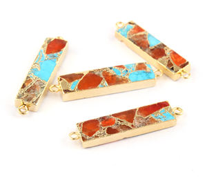 ตัวเชื่อมต่อต่างหูแบบ Diy รูปแท่งชุบทอง,ขั้วต่อเกลียวทองแดงเทอร์ควอยซ์สีแดงสำหรับทำเครื่องประดับ - Product Image 6