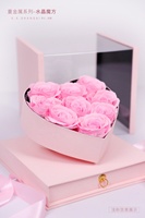 Boîte à Fleurs de Luxe Carrée avec Fenêtre Transparente, Boîte à Roses en Forme de Cœur à l'Intérieur, Boîte Cadeau de Saint-Valentin avec Tiroir et Ruban