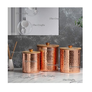 Attractive Design Copper Hammered Storage Container With Different Size Black Color Kitchen Container Set - Product Image 4