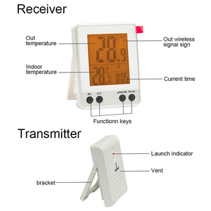 Sakeemaf — thermomètre numérique <span class=keywords><strong>sans</strong></span> <span class=keywords><strong>fil</strong></span>, pour l'intérieur et l'extérieur, affichage de la température, horloge numérique, avec capteur extérieur - Product Image 2
