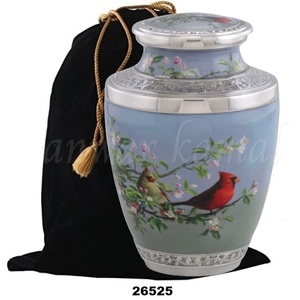 โลหะผู้ใหญ่Cremation Urnsสําหรับเถ้าสีแดงKardinalนกอลูมิเนียมCremationงานศพเถ้าUrnsพร้อมถุงกํามะหยี่ - Product Image 1