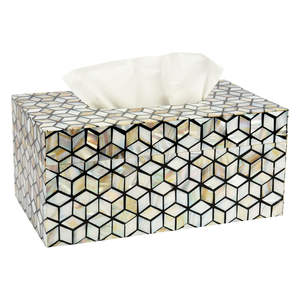 Caja de papel de seda de nácar clásica para vajilla y Escritorio de restaurante Almacenamiento de papel de servilleta de nácar de estilo tradicional - Product Image 3