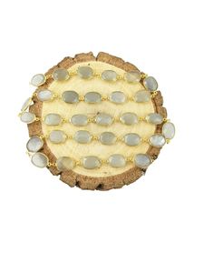 Lunette de pierre de lune grise plaquée or Connecteur de chaîne en laiton pour la fabrication de bijoux - Product Image 2