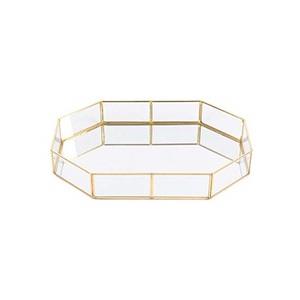 Bandeja de servicio hecha a mano de Metal chapado en latón, con soporte de metal de aluminio en forma ovalada, color plata - Product Image 5